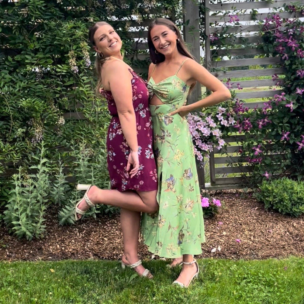 The Latest Scoop - Green Floral Wedding Guest Dress - Worn Once!